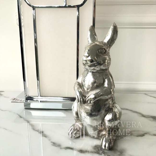 Easter bunny, silver, standing, Christmas decoration for the table