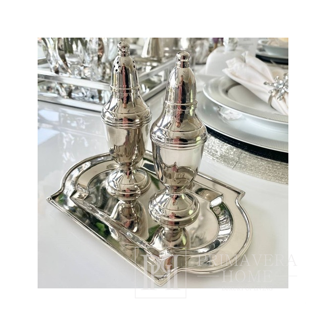 Spice set for the table, glamorous, steel, nickel-plated, seasoning, Olaf salt and pepper, silver