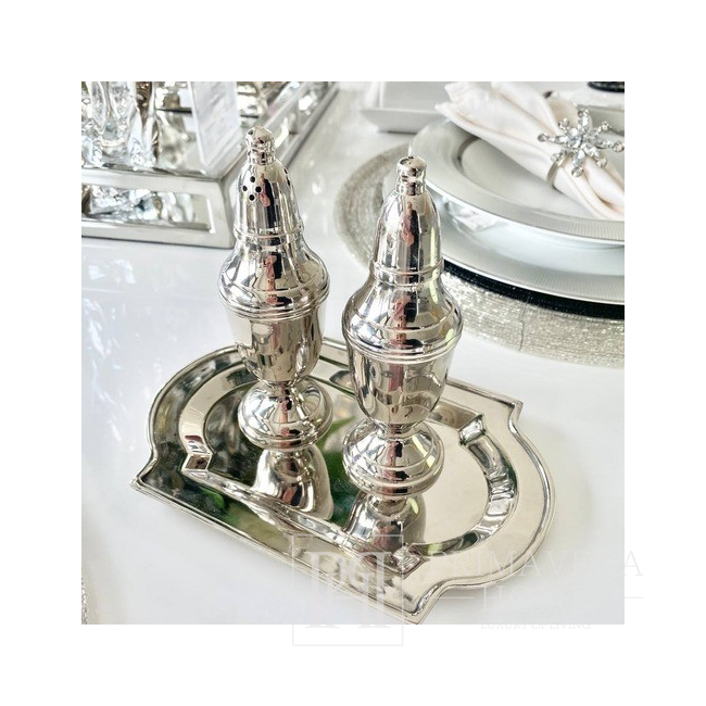 Spice set for the table, glamorous, steel, nickel-plated, seasoning, Olaf salt and pepper, silver