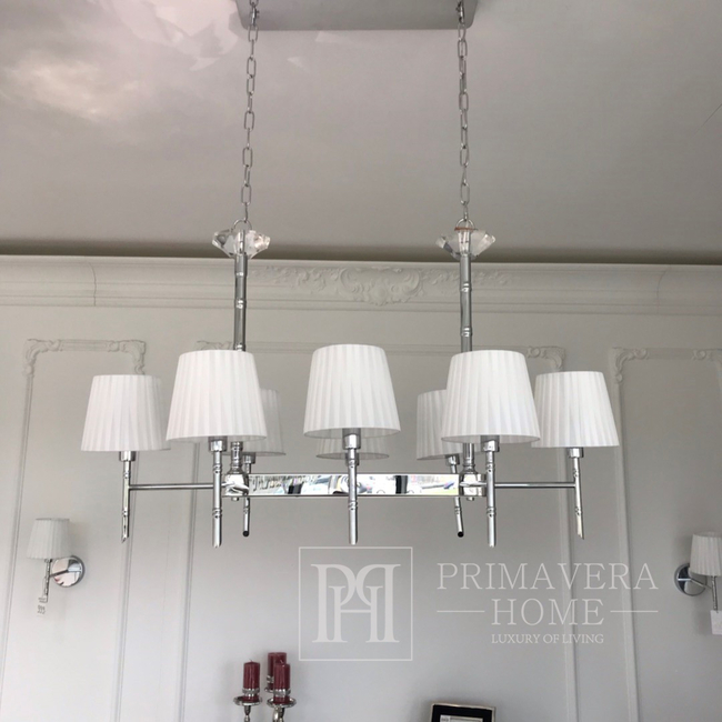 Ceiling lamp modern chandelier glamor, hamptons style crystal silver 8 points oblong ANGELO L
