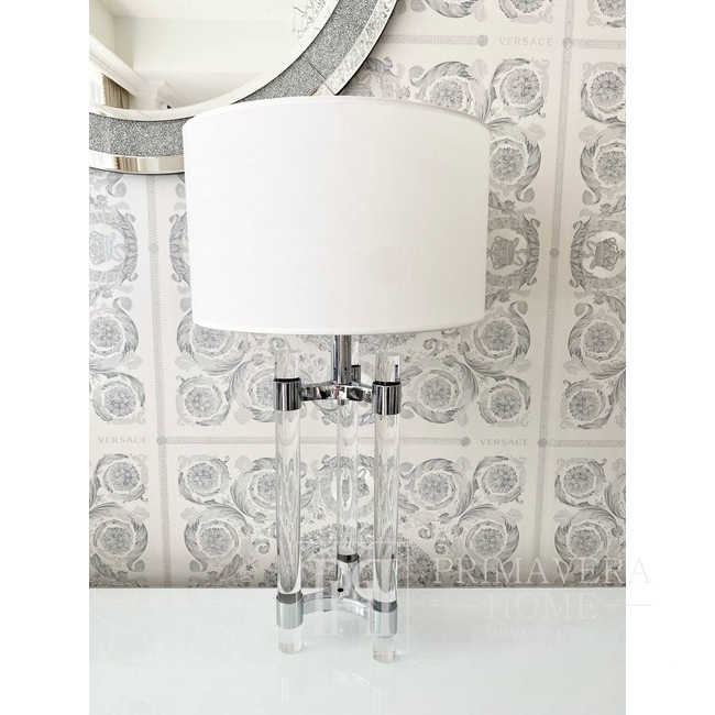 Design table lamp, modern, art deco, New York, transparent, silver SERENA