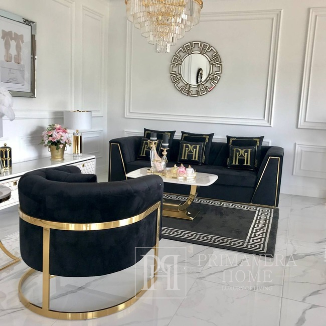 Modern glamor armchair for the living room and dining room, golden black BENT