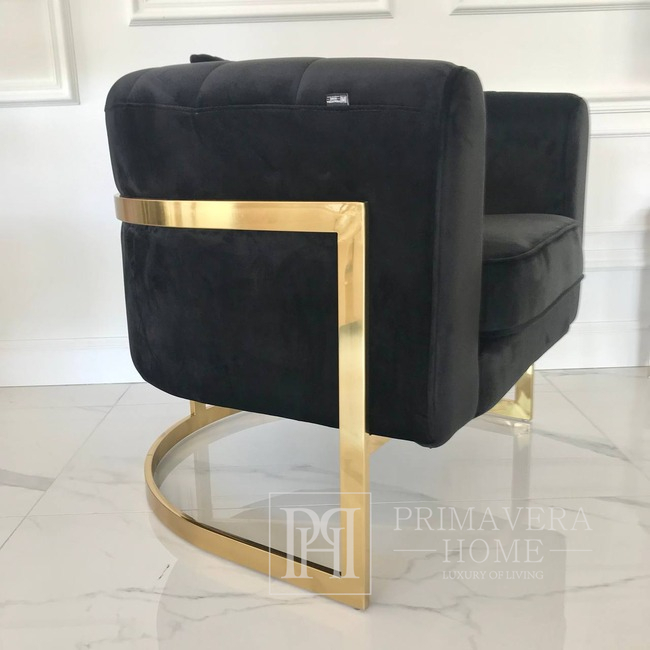 Moderner Glamour-Sessel für Wohn- und Esszimmer, goldschwarzer BENT