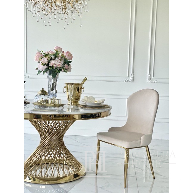 Kėdė glamour auksinė, minkšta, smėlio spalvos, modernus Niujorko stiliaus, auksas  Louis