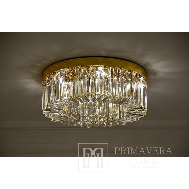 Exclusive ceiling lamp for the hall, for the living room, ceiling lamp for the bedroom, crystal, gold STELLA OUTLET