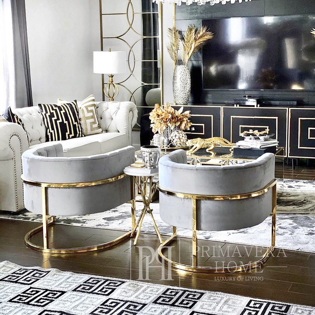 Stilvoller Sessel Bent Goldenen Glamour für das Wohnzimmer und Esszimmer grau