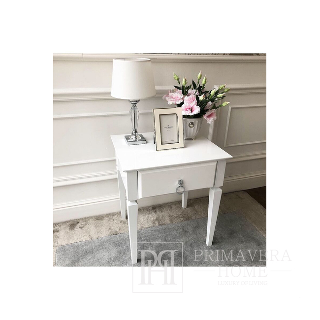 Classic bedside table, New York, white, side table HAMPTONS OUTLET