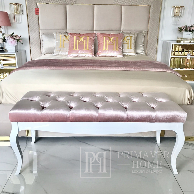 Luksusowa pufa, ławka do sypialni, klasyczna, tapicerowana, siedzisko glamour ELENA
