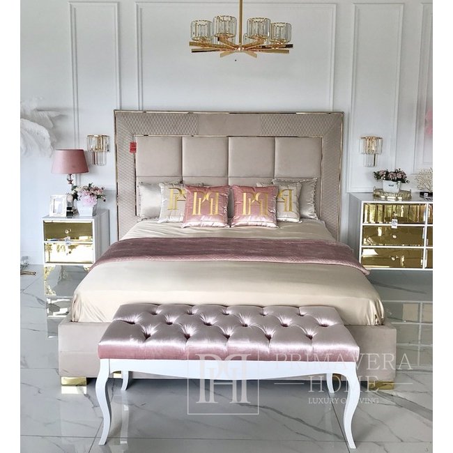 Luksusowa pufa, ławka do sypialni, klasyczna, tapicerowana, siedzisko glamour ELENA