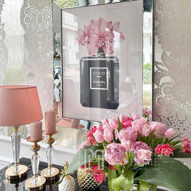 Modern glamor picture, perfume, flowers, Coco Chanel, in a