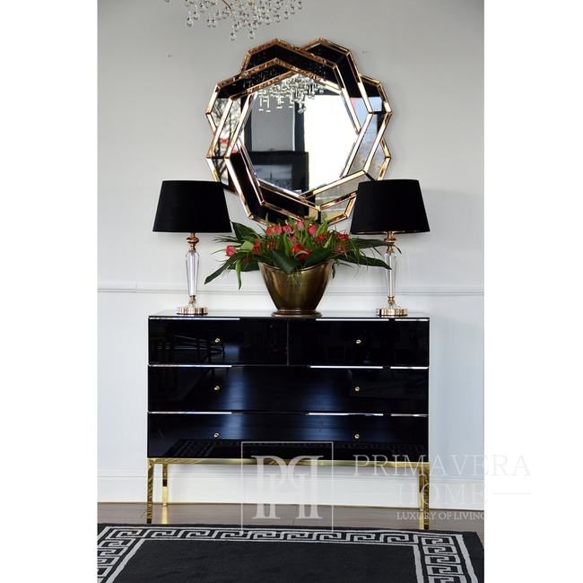 Mirror in black gold geometric frame DUNE GOLD BLACK 85x85 OUTLET