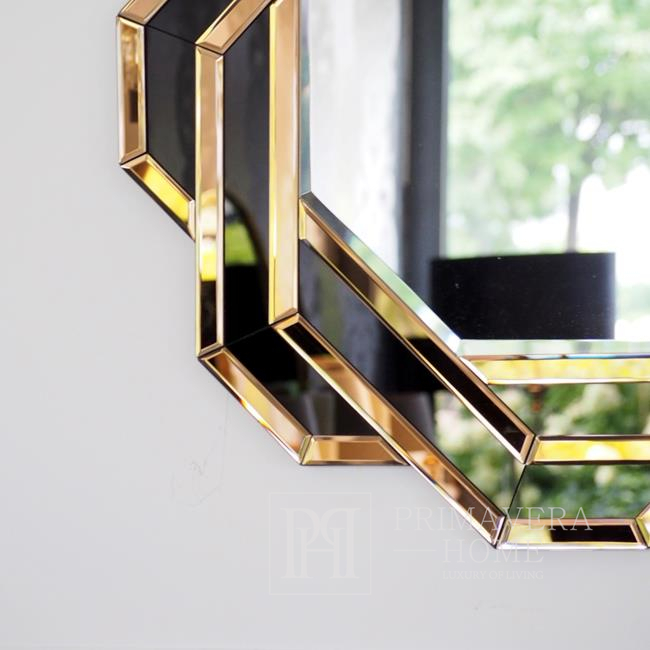 Spiegel in schwarzgoldenem geometrischem Rahmen DUNE GOLD BLACK OUTLET