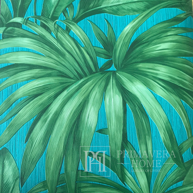 Versace V Jungle Animalier glamour tapetai, palmių lapai, tropiniai, žali, jūriniai