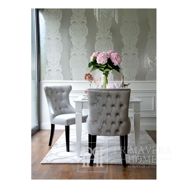 Designstuhl mit gesteppter Rückenlehne, für das Esszimmer, für den Schminktisch, glamourös, modern, klassisch, gepolstert, aus Holz TIFFANY OUTLET