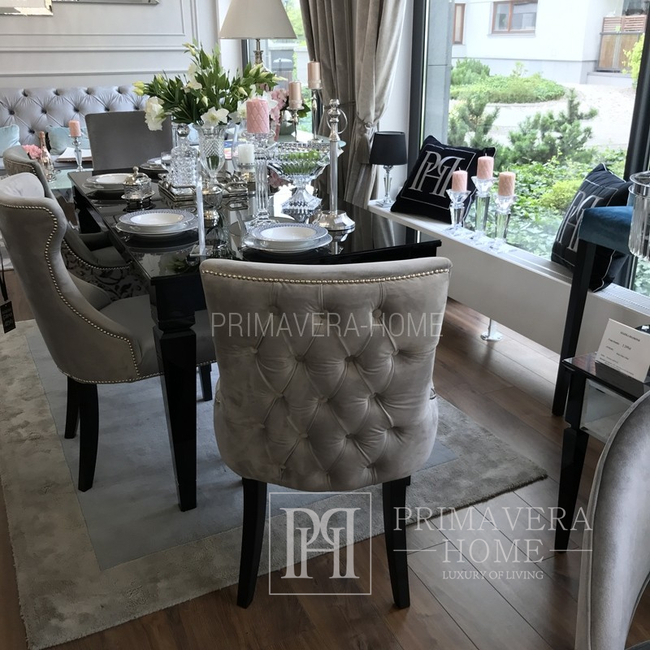 Design chair with a quilted backrest, for the dining room, for the dressing table, glamor, modern, classic, upholstered, wooden TIFFANY OUTLET