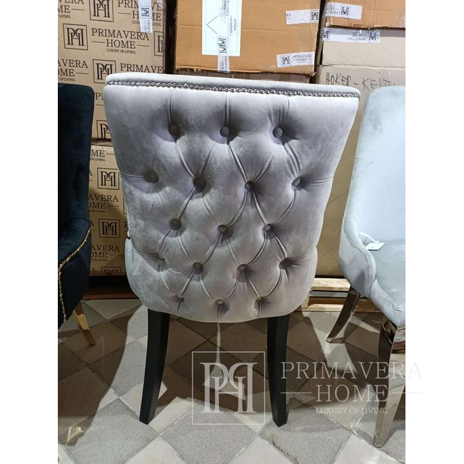 Design chair with a quilted backrest, for the dining room, for the dressing table, glamor, modern, classic, upholstered, wooden TIFFANY OUTLET 