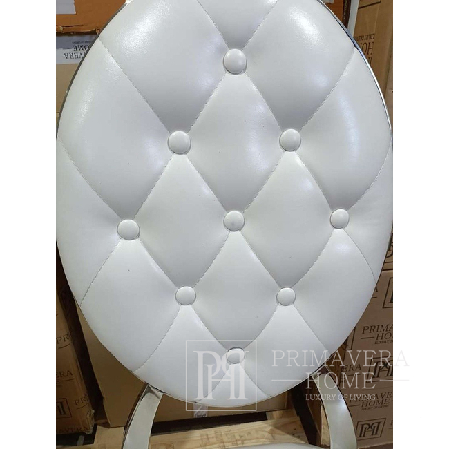Glamorous stool, modern, New York, white, silver, MEDALLION OUTLET