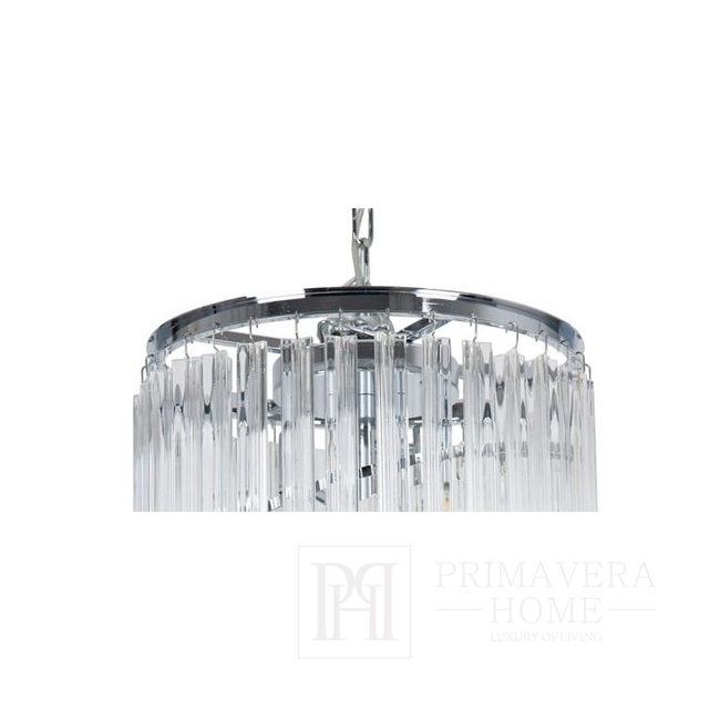 Lampa wisząca żyrandol glamour kryształki srebrne