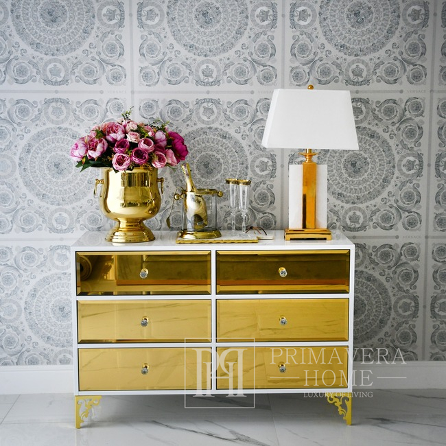 Luxurious wooden chest of drawers, for the living room, for the bedroom, glamor, wooden, varnished gold VENICE 