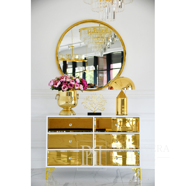 Luxurious wooden chest of drawers, for the living room, for the bedroom, glamor, wooden, varnished gold VENICE 