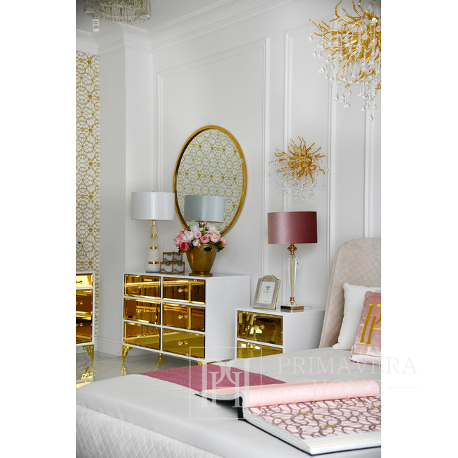 Prabangi medinė komoda, svetainei, miegamajam, glamour, medinė, lakuota auksinė VENECIJA