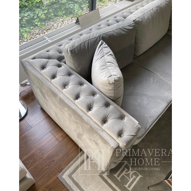 Modern corner sofa for living room, quilted, glamorous, sofa bed, New York QUEEN