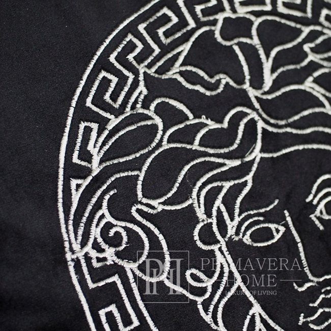 Poduszka dekoracyjna velvet czarna z logo Medusa