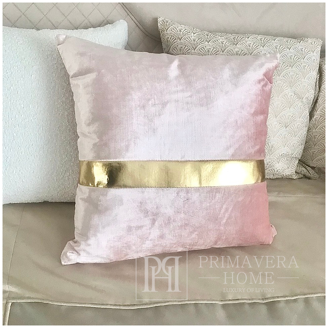 Dekoratyvinė pagalvė su auksiniu diržu, sofai, miegamajam, svetainei, rožinė, auksinė