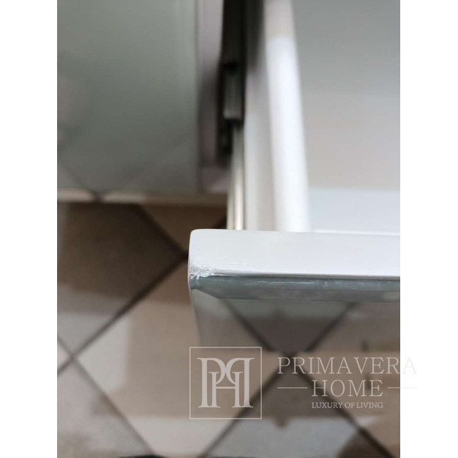 Baltas veidrodinis kavos staliukas glamour, su sidabro plieno pagrindu  „Franco Silver“