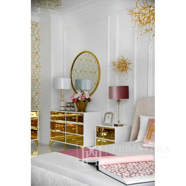 Moderner Beistelltisch, Auto, Nachttisch, lackiert, Glamour für Wohnzimmer, Schlafzimmer, Gold VIKI