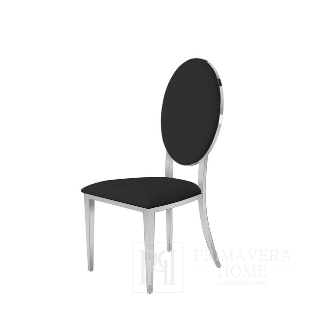 Exclusive dining chair, glamor, modern, steel black, silver MEDUSA