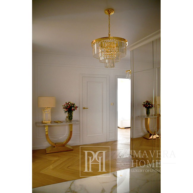 Żyrandol glamour GLAMOUR 50 cm kryształowy okrągły, nowoczesny, lampa wisząca, złoty APŠVIETIMAS