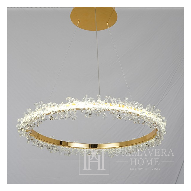 LED-Kristalllampe, runde Deckenlampe, Ring, Glamour-Kronleuchter, modernes Gold BRINA 60cm OUTLET