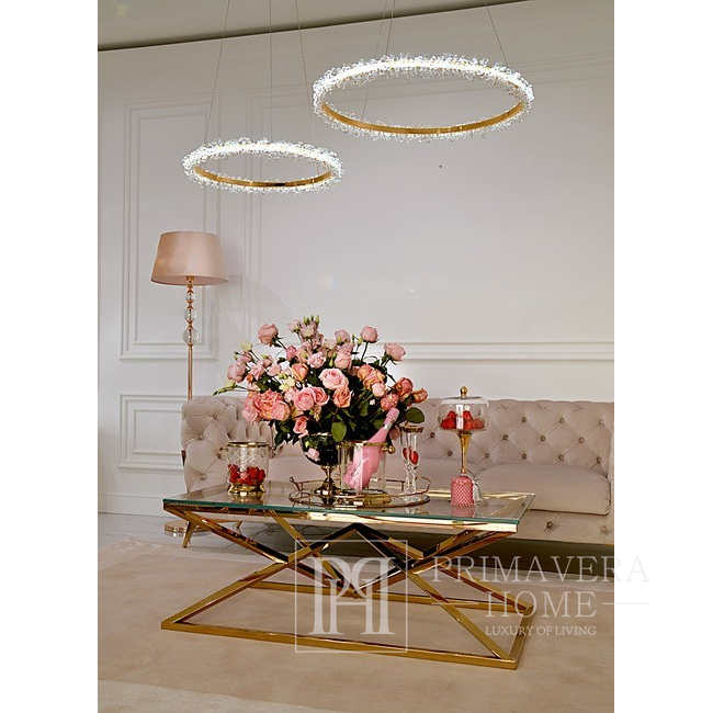 LED krištolo lempa, apvali lubinė lempa, žiedas, žavingas sietynas, modernus auksinis BRINA 60cm OUTLET