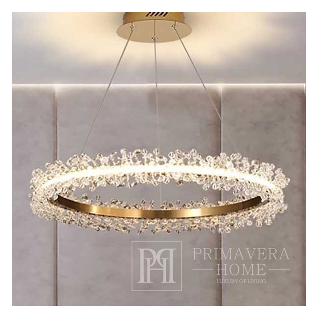 Led crystal lamp, round ceiling lamp, ring, glamor chandelier, modern gold BRINA 60cm OUTLET
