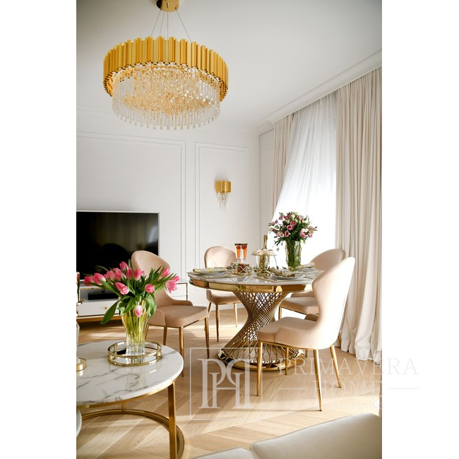 Glamor chandelier EMPIRE 80cm luxurious crystal round hanging lamp, gold