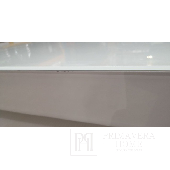 Stół glamour do jadalni, nowoczesny srebrny z białym szklanym blatem, stalowy 240cm BOND OUTLET