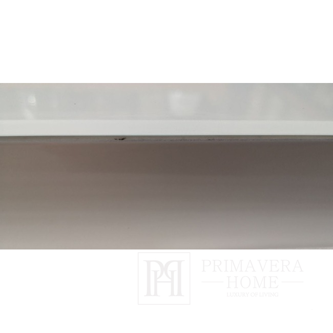 Stół glamour do jadalni, nowoczesny srebrny z białym szklanym blatem, stalowy 240cm BOND OUTLET