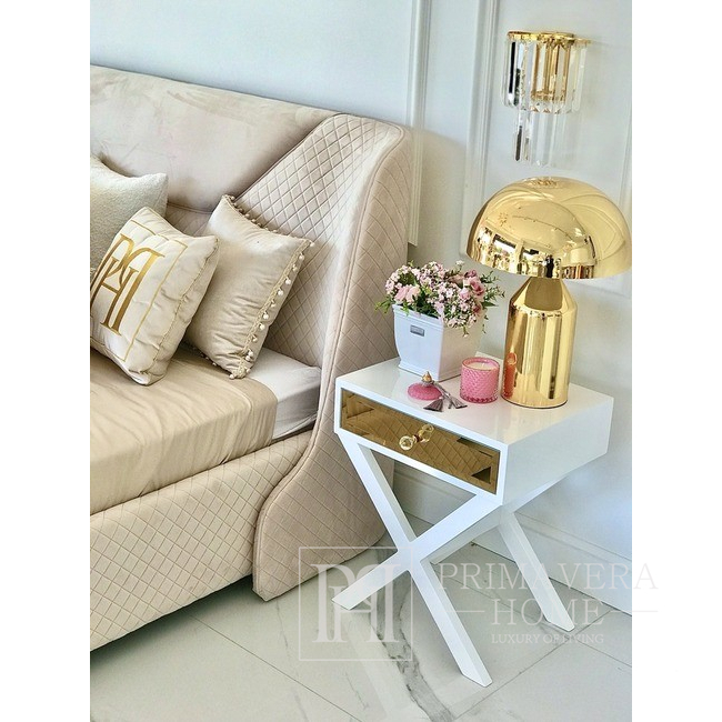 Glamouröser Beistelltisch, Holz, lackiert, modern für Wohnzimmer, Schlafzimmer, Gold VIKI OUTLET 