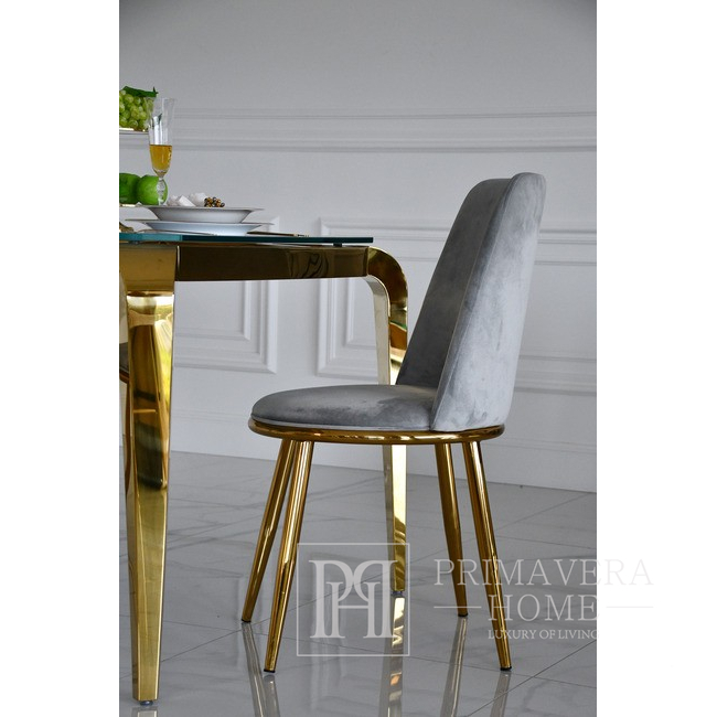 Valgomojo kėdė glamour, minkšta, plienas auksinės, pilkos spalvos ENZO