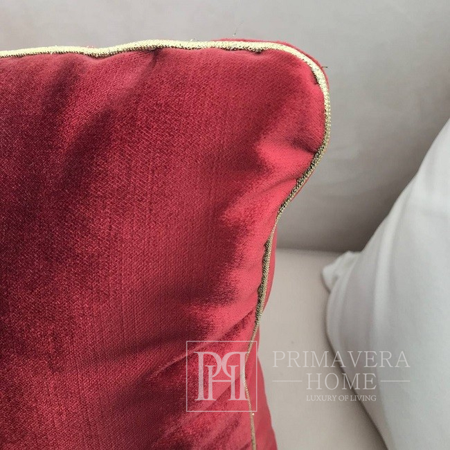 Pillow 30x60, burgundy, golden keder, oblong, for the living room, bedroom