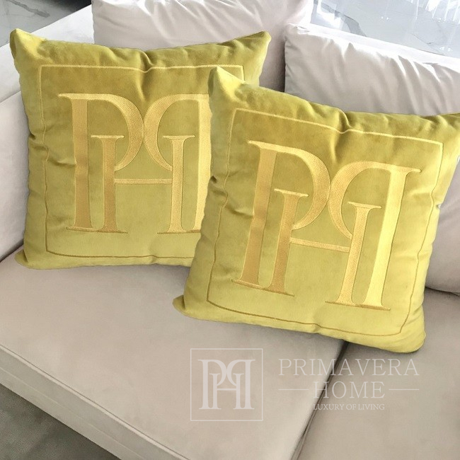 Dekoratyvinė pagalvė 50x50 su PH logotipu, geltona, auksinė