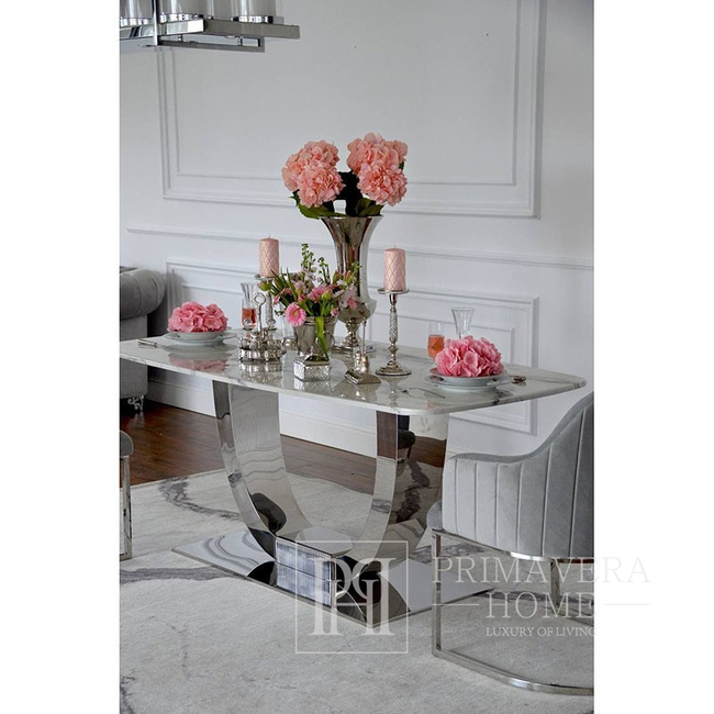 Stół glamour z białym marmurowym blatem