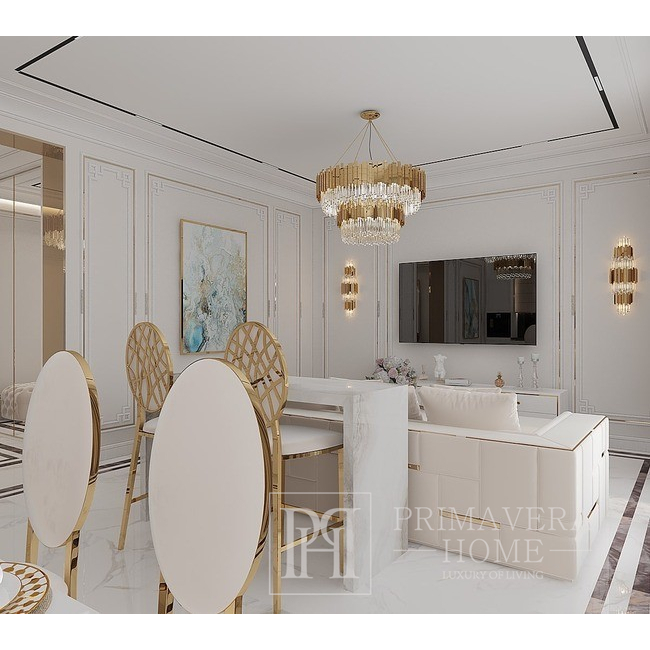 Esszimmerstuhl, elegant, Stahl, modern, beige, gold AZURO OUTLET 