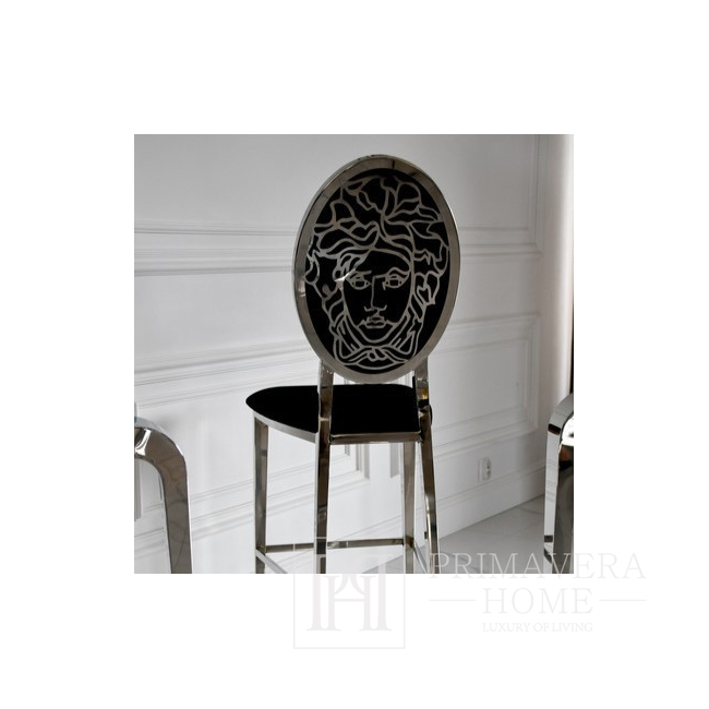 Baro kėdė, sala, moderni, prabangi, juoda, sidabrinė MEDUSA OUTLET