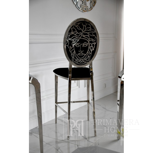 Baro kėdė, sala, moderni, prabangi, juoda, sidabrinė MEDUSA OUTLET 