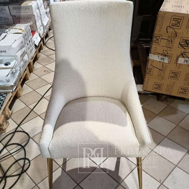 Moderner Stuhl, für das Wohnzimmer, Schminktisch, goldene Beine,  Teddybärstoff MODERN OUTLET