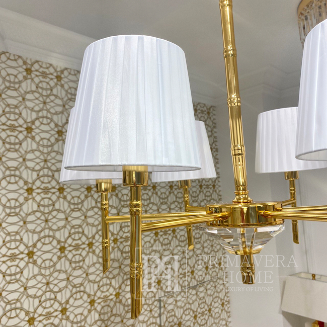 Ceiling lamp modern chandelier glamor, hamptons style crystal gold 6 arms ANGELO S Lighting