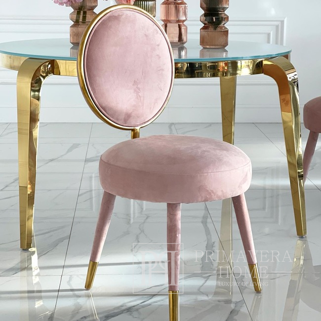 Glamour-Stuhl, Designer, gepolstert, für Schminktisch, Esszimmer, Wohnzimmer, Rosa und Gold ROSA