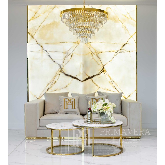 Exclusive upholstered, luxury, glamor, beige, gold EMPORIO sofa